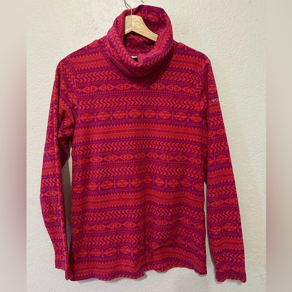 Columbia Glacial Freeze Pink and Purple Fleece Turtleneck - Size M
